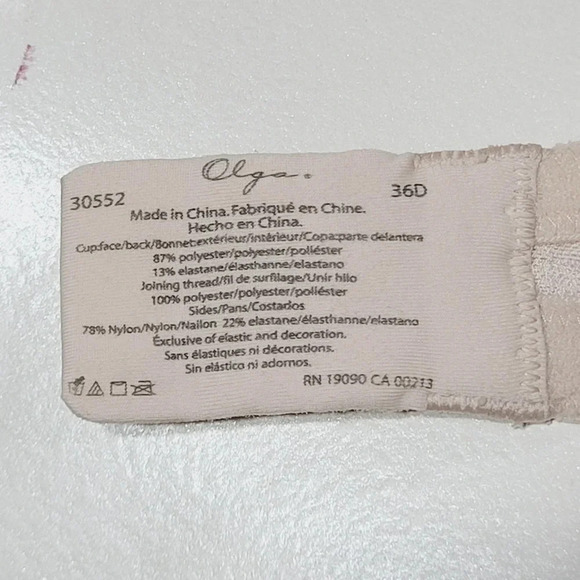 Olga 30552 Curves Wire-free Satin Jacquard Contour Bra 36D Beige - Picture 5 of 5